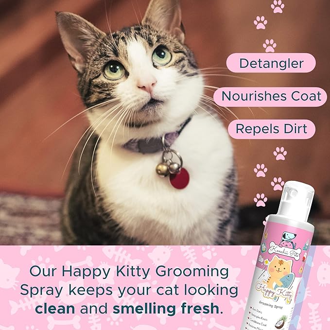 Kenchii Professional Pet Grooming Spray for Kittens and Cats, All-Natural Scented Moisturizing Cat Detangler Spray, Kitten Conditioner Coat Shine Spray, Cat Grooming Supplies