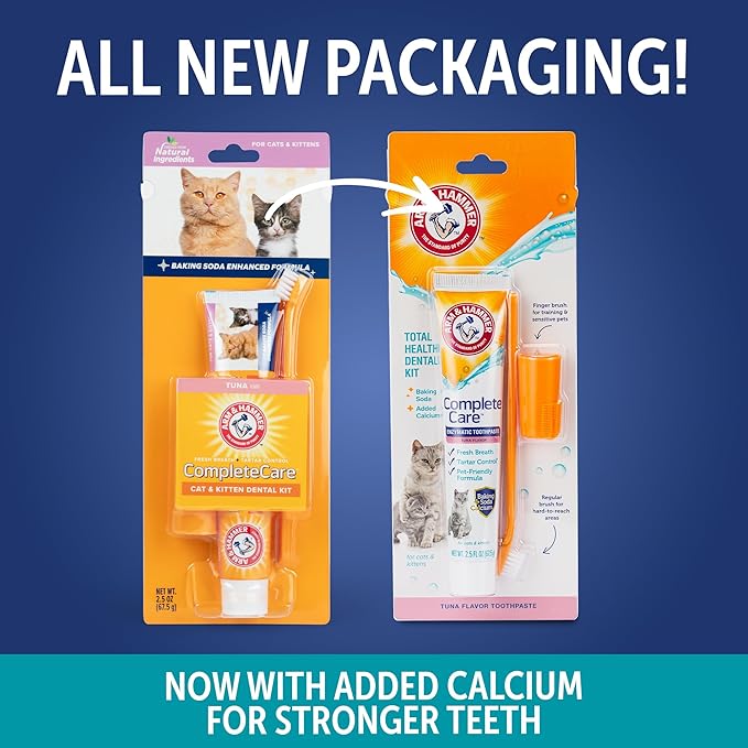 Arm & Hammer Complete Care Dog Dental Kit, Tuna Flavor Enzymatic Dog Toothpaste, Toothbrush, & Finger Brush, Baking Soda + Calcium, Enhanced Formula, 2.5oz