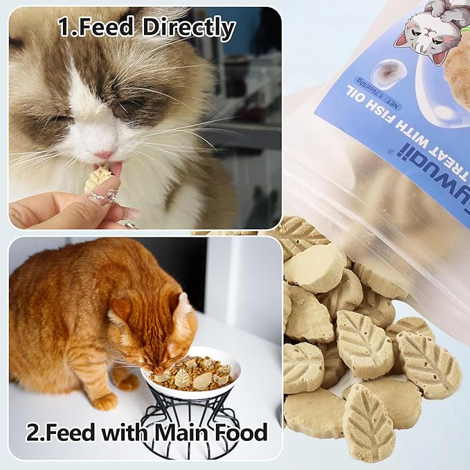 50g/1.76oz Freezed Dried Cat Chicken Treats with Fish Oil, Cat Treats for Hair and Skin Protection, Edible Cats Snack