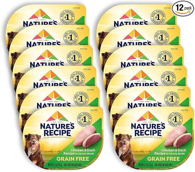 Nature's Recipe Grain Free Wet Dog Food, Chicken & Duck Recipe, 2.75 Ounce Cup (Pack of 12)