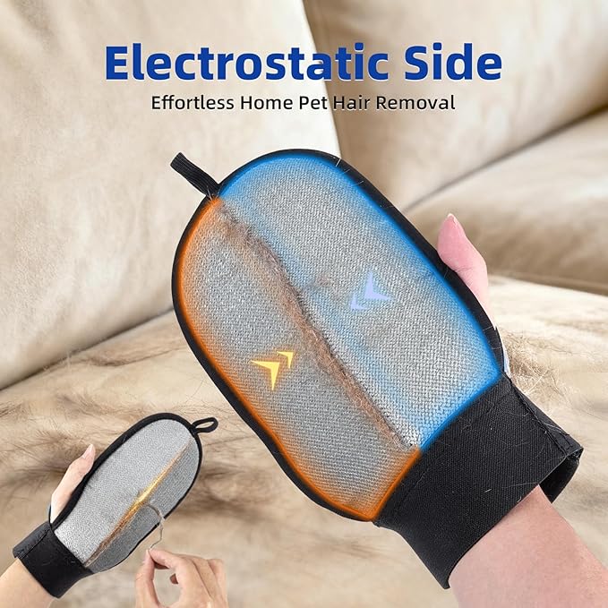 Pet Hair Removal Glove for Dog & Cat, Reusable Magic Pet Hair Brush, Pet Grooming Gloves, Electrostatic Pet Hair Remover Tool for Sofas, Carpets, Furniture, Car Seats and Clothing