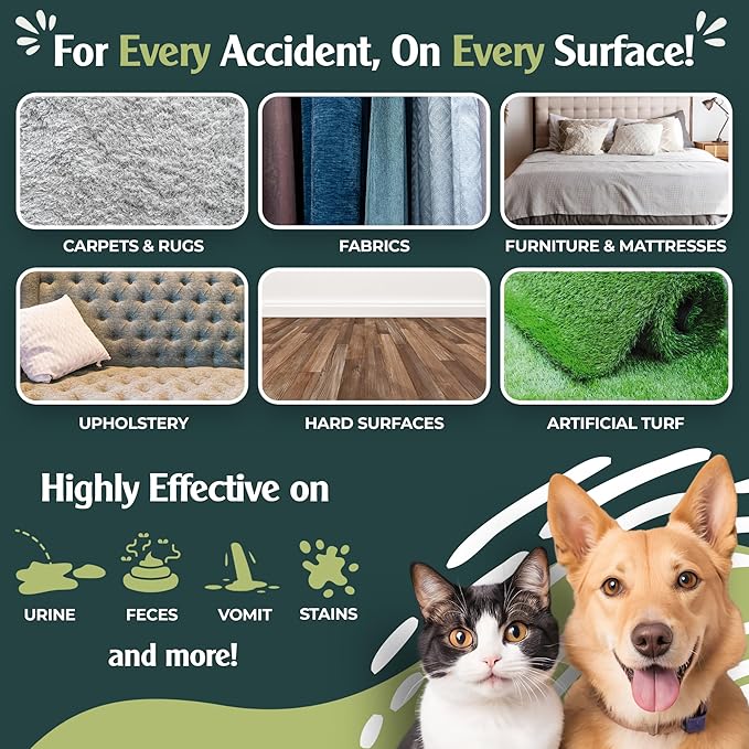Urine Destroyer Enzyme Cleaner Spray | Cat & Dog Urine Stain and Odor Eliminator | Enzymatic Carpet Cleaner for Pets | Cat Pee Enzyme Cleaner (32oz Pack of 2)