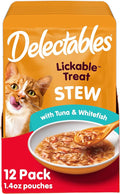 Hartz Delectables Stew Lickable Wet Cat Treats for Adult & Senior Cats, Tuna & Whitefish, 12 Count