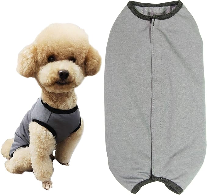 Dog’s Recovery Suit Post Surgery Shirt for Puppy, Wound Protective Clothes for Little Animals(Grey-s)