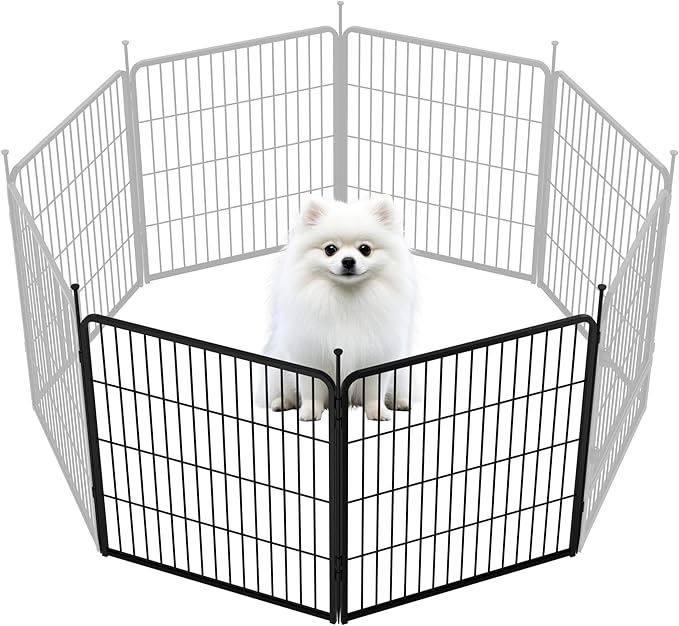 SunsGrove Dog Playpen for Outdoor, Heavy Duty 32 Inch 2 Panels Play Pen for Small and Medium Dogs, Free and Safe Play Dog Fence, Black
