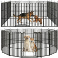 Metal Dog Playpen 47" 16 Panels with 2 Doors for Medium Large Dogs, Indoor Outdoor Exercise Pen for Yard RV Camping, Thickened Steel Tube, Gravity Lock & Ball Head Iron Rods