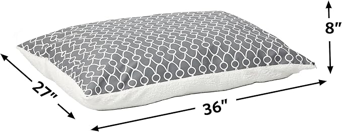 Quiet Time Teflon Gray Pillow Dog Bed 36x27, 27 x 36, Medium Dog Breed, Gray Geometric Pattern