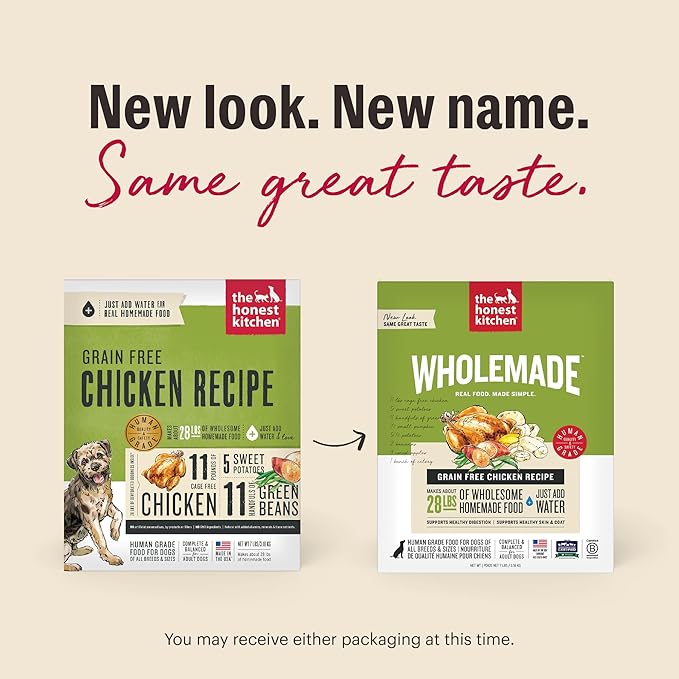 The Honest Kitchen Human Grade Wholemade™ Dehydrated Grain Free Chicken Dog Food - Complete & Balanced Meal or Topper - 7 lb Box