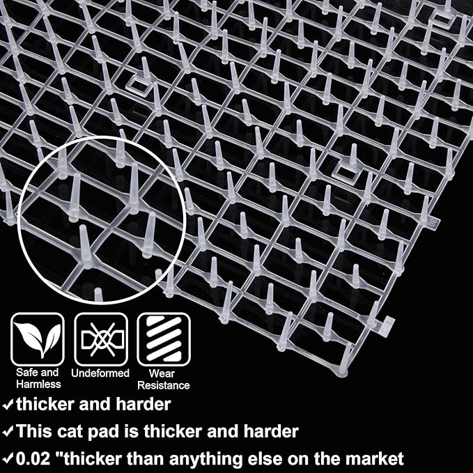 SHUESS Cat Scat Mat with Spikes 79"x12" Cat Deterrent Mat with Indoor & Outdoor, Anti Cats Spikes to Keep Dog Off Couch Furniture, with 6 Staples (6.5 ft)