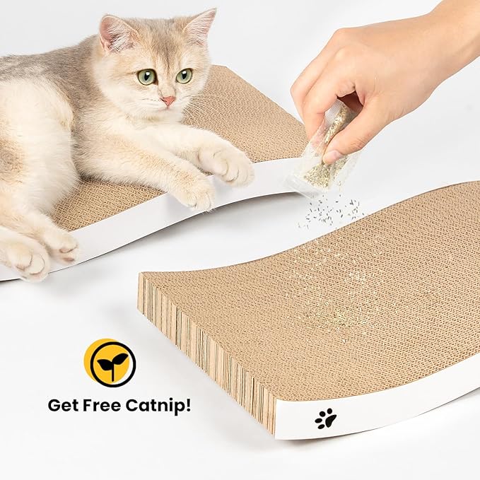 Cat Scratcher, Durable Scratch Pad, Corrugated Cardboard Scratching Board for Indoor Cats, Heavy Duty, Double-Sided Usability, Recyclable, with Catnip, Medium, 1 Pack