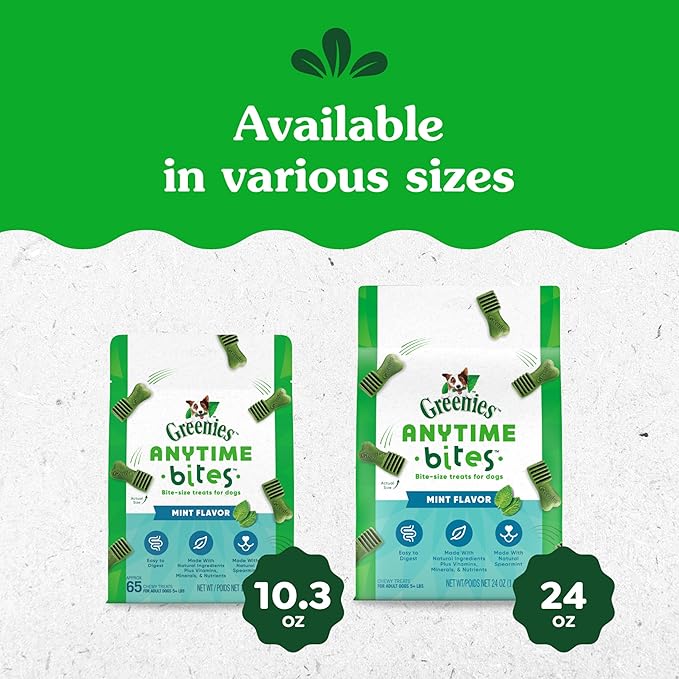 Greenies Anytime Bites Dog Treats, Mint Flavor, Dog Training Treats, 24 oz. Bag