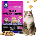 Cat Grass Treats for Cats & Kittens, 15-in-1 Multivitamin Crunchy & Creamy Chews with Omega 3, Lysine & Probiotics for Immune Health, Joint Support, Skin & Coat Care and Digestion Aid, Chicken Flavor