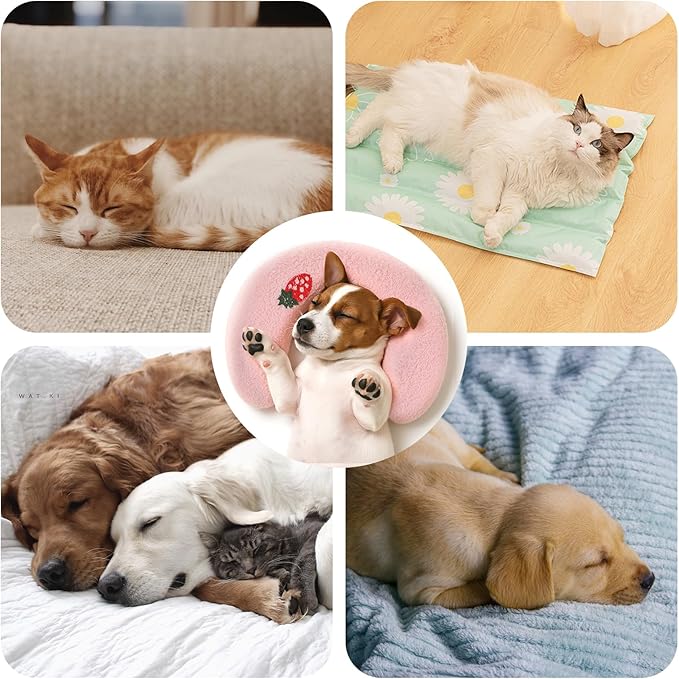U-Shaped Pillow for Pets, Soft and Fluffy Pet Calming Pillow, Half Donut Cuddler with Cute Embroidery Pattern, can Support Pet's Neck, Machine Washable, Suitable for Cats, Dogs, and Other Pets