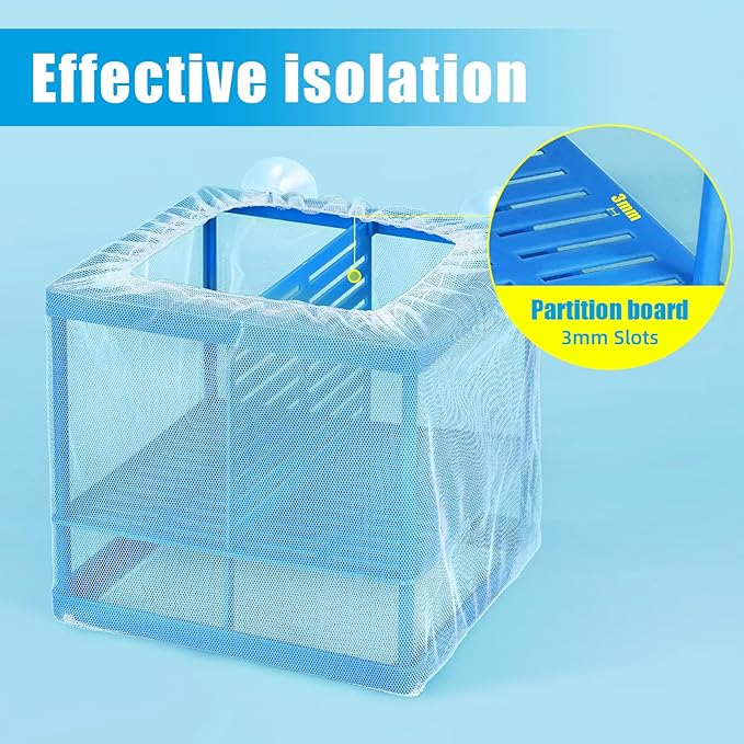 AQUANEAT Fish Tank Breeder Small Mesh Net Fry Saver Aquarium Spawn Hatchery Isolation with Suction Cups Hatchery Incubator for Shrimp Betta