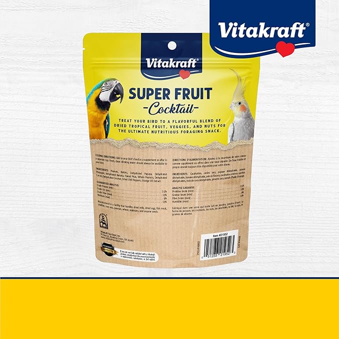 Vitakraft Fresh Super Fruit Cocktail - Tropical Parrot Fruit Blend - Parrot and Cockatiel Treat 1.25 Pound (Pack of 1)