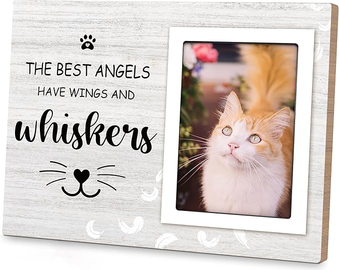 Cat Memorial Gifts for Loss of Cat, Pet Memorial Picture Frame 10x8 inch, Cat Loss Sympathy Gift for Women, Family, Lost of Cat Memorial Frame, for 4x6 inch Photo