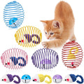 Jecery 5 Pcs Cat Spring Balls Toys Stretchable Rolling Balls Colorful Playful Coils Interactive Action Toy Caged Rats for Kitten Pet Supplies (Mouse and Bell,Mix Colors)