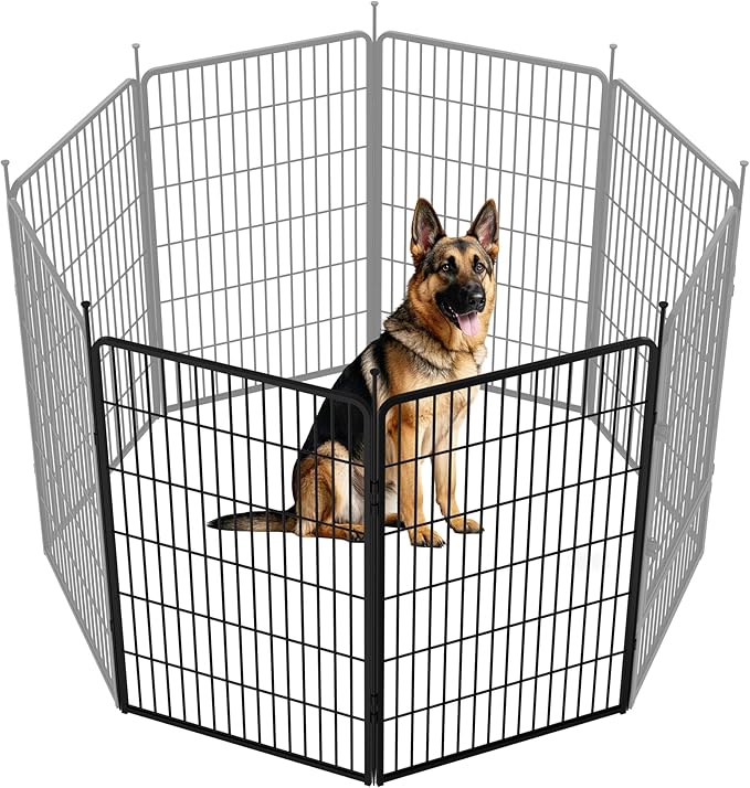 SunsGrove Dog Playpen Outdoor, Heavy Duty 45 Inch 2 Panels Play Pen for Large Dogs, Free and Safe Play Dog Fence, Black