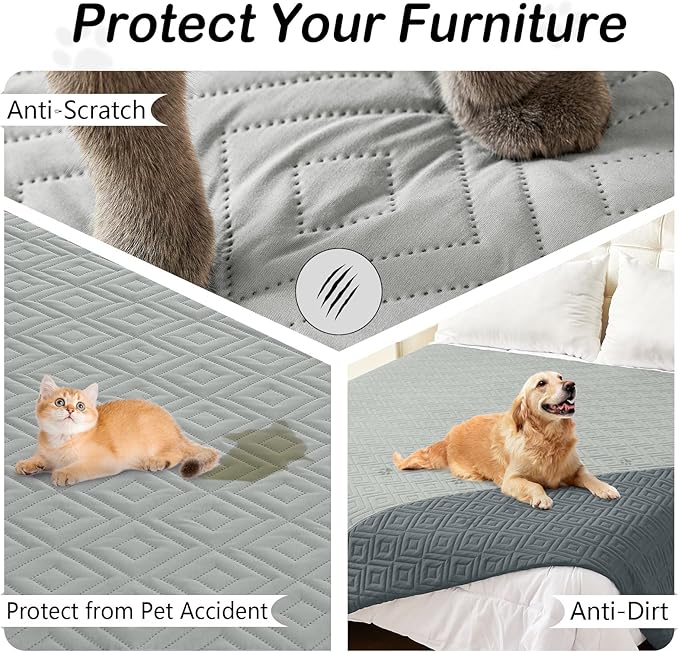 hyha Waterproof Dog Blanket, Soft Pet Bed Blankets, Waterproof Sofa Couch Cover for Dogs Washable, Reversible Pet Couch Covers for Sofa Furniture (30x90 Inch, Grey/Dark Grey)