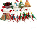 Catnip Toys for Cats 8 Packs Christmas Theme Plush Toys (Snowman, Fish, Mittens and Colorful Feathers) Soft and Durable Interactive Cat Toys for Indoor Cats