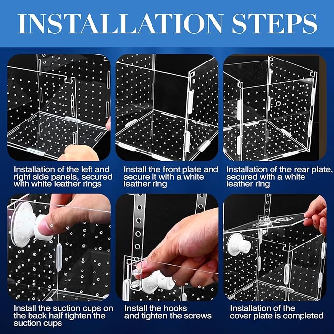 Acrylic Fish Breeding Box for Tank, 5.9×5.9×5.9in Fish Breeder Box for Aquarium with Suction Cups, Aquarium Breeding Box with Coral for Small Baby Fishes Shrimp Clownfish
