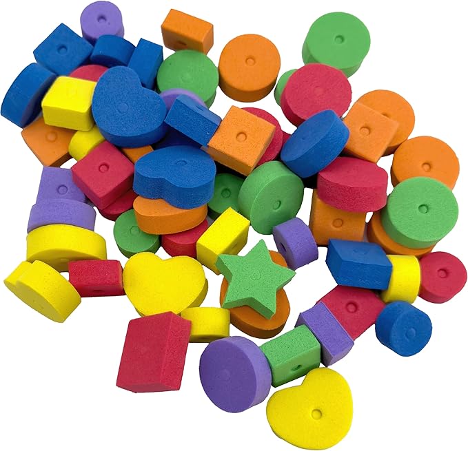 806 Pk60 Foam Beads Bird Toy Parts - 60 Colorful Lightweight Chewing Foot Toys for Birds - DIY Foraging Accessories for Parakeet, Budgie, Cockatiel & Small Parrots - Soft Destructible Crafting Beads