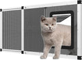 Ventilated Pet Door for Window, Fits 38"-44" Width Window, 2-Min Install | Aluminum Frame + Stainless Steel Mesh | Breathable Bug-Proof | Magnetic Closure Window Cat Door, Cat Door for Window Insert