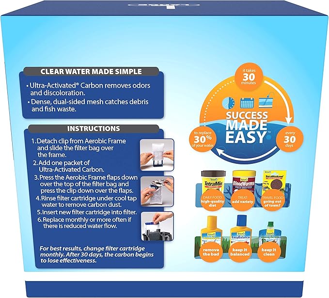 Tetra Whisper Bio-Bag Filter Aquarium Cartridges, Large Filter for Freshwater and Marine Fish, Removes Odors and Discoloration, Easy to Assemble, 8 Large Blue Filters