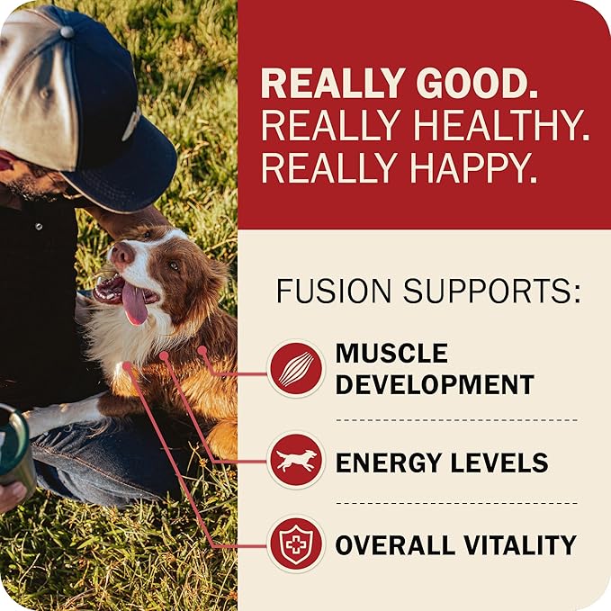 Redbarn Powerfood Fusion Air Dried Kibble Blend – Grain Free Land Beef Lamb Recipe – Made in USA Adult Dry Dog Food with Superfoods, Prebiotics, Postbiotics - 3.5lb Bag