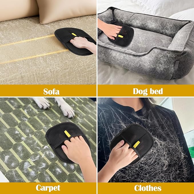 BABORUI Pet Hair Removal Glove - 2 Pack Pet Hair Remover Glove, Electrostatic Gloves Pet Hair Lint Rolls into Strips, Dog and Cat Hair Remover Tool for Furniture, Car, Couch, Carpet, Clothes