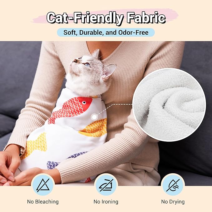 Kiorafoto 35.4" Extra Large Cat Wrap for Cutting Nails，Self-Stick Cat Grooming Wrap for Adult Cat & Small Dog, Anti-Scratch Cat Restraint Calming Wrap for Medicine, Cat Swaddle Wrap Grooming Supplies