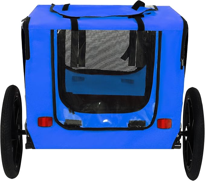 Heavy Duty Dog Bike Trailer with 16" All-Terrain Wheels & Universal Hitch, Foldable Pet/Cargo Carrier for Bicycles, Camping, Hiking
