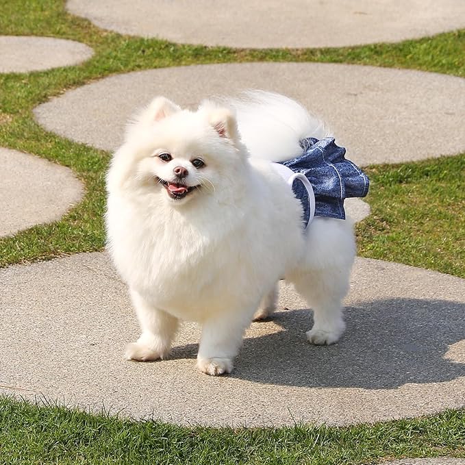 Reusable Dog Diapers Female 3 Pack Doggie Diapers for Period Heat Incontinence Puppy Training (Medium, Jeans)