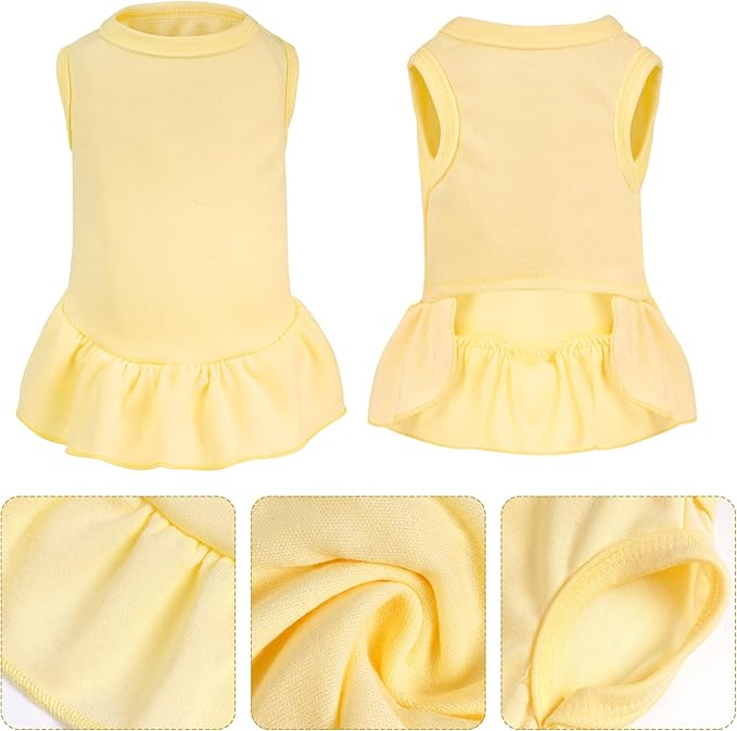 Dog Dresses Cat Skirt Solid Color Dog Clothes Summer Sleeveless Puppy Girl Clothes for Small Pet Dogs Cats (Yellow, X-Small)
