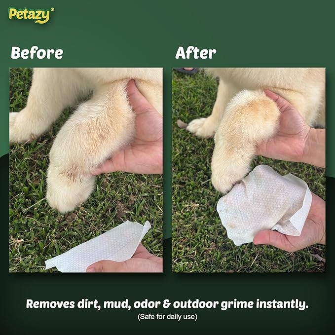 400 Dog Wipes for Paws and Butt Ears Eyes | XL 8x8 Natural Pet Wipes for Dogs | Chamomile Dog Wipes Cleaning Deodorizing | Extra Thick Paw Wipes for Dogs Cats Pets | 4 Bonus Glove Wipes