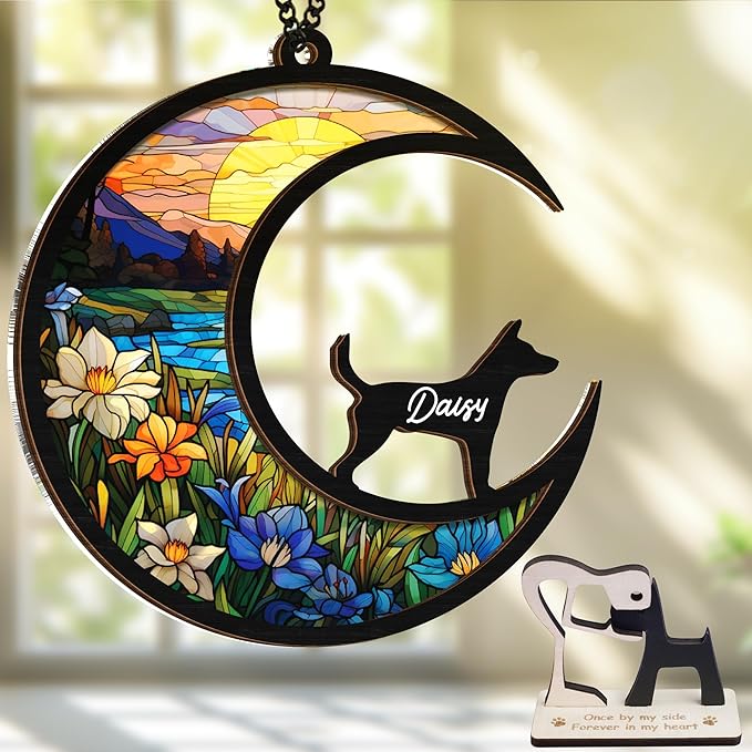 6'' Fox Terrier Memorial Suncatcher, Personalized Name, Pet Ornament Window Car Hanging, Sympathy Gift for Loss of Pet, Passed Away Remembrance Gift for Dog Lovers SCD-B11-6-02