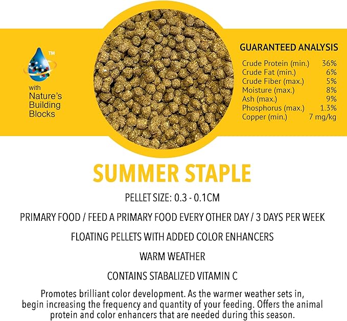MICROBE-LIFT MLLSSXL Summer Staple Floating Fish Food Pellets for Ponds, Water Gardens, and Fountains, for Live Goldfish and Koi, 14 Pounds