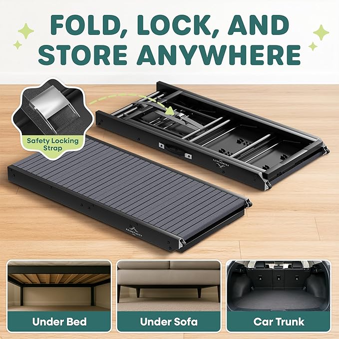 2-in-1 Metal Dog Ramp/Stairs, Dog Ramp for Bed, Couch and Car, Nonslip Carpet, Wheels, up to 250lbs, Outdoor Indoor, (40" Lx17 W) 19" to 25" Adjustable Height, for Small Medium Large Pets