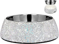 SlowVibes Bling Stainless Steel Dog Bowls,18oz Detachable Rhinestone Metal Food Water Bowl for Feeding Dogs Cats,Rust Resistant Non-Slip Puppy Dish,Sparkle Essentials for Small Medium Large Girl Pets