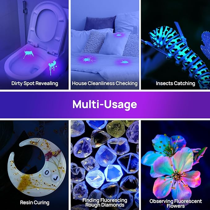 2 Pack UV Flashlight Black Light, Consciot 12 LED 395nm Ultraviolet Blacklight, Portable Mini Torch Light Pet Urine Detector for Dog/Cat Urine, Dry Stains, Bed Bug, Matching with Pet Odor Eliminator