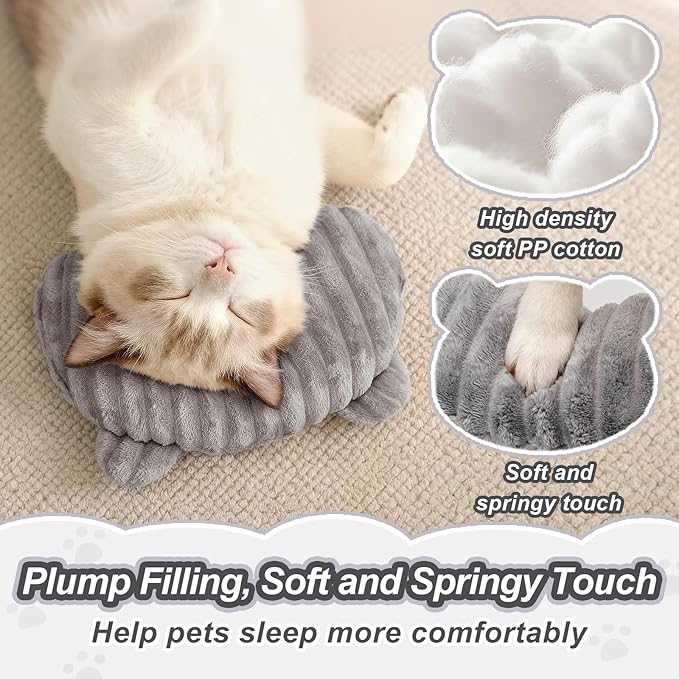 Jiupety Dog Calming Pillow, Soft and Neck-Friendly, Washable Pet Neck Pillows for Small Medium Large Dogs and Cats, 11" x 8", Gray