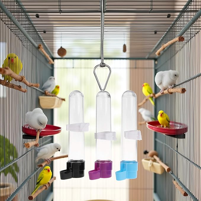 1Pc Bird Water Dispenser Automatic Feeder Hanging Food Container for Parrot Parakeet Cage Accessories (Random Color)