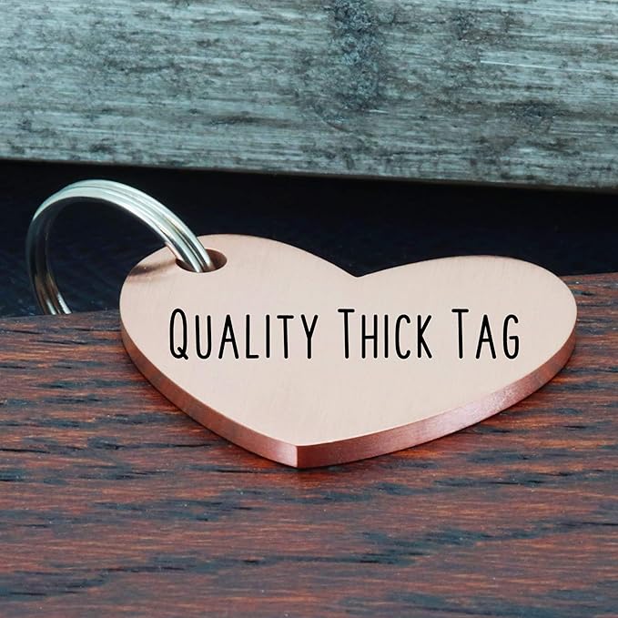 Ultra Joys Cat ID Tag Personalized Pet Tags, Durable Stainless Steel Small Pet Mini Dog Cat Tag Lightweight -Heart Tag in Rose Gold