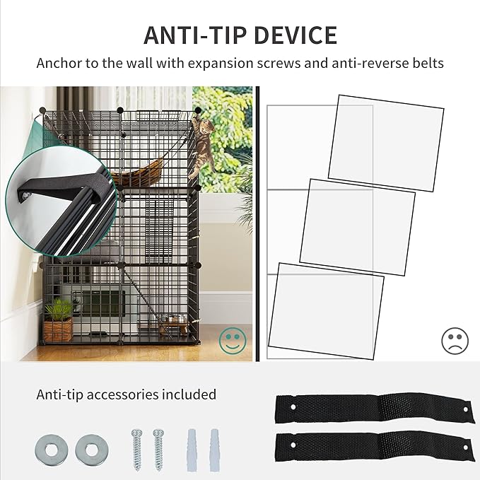 YITAHOME Large Cat Cage with Storage Cube DIY Indoor Catio Cats Enclosures Metal Cat Playpen with Large Hammock for 1-4 Kittens 4 Tiers Cat Kennel