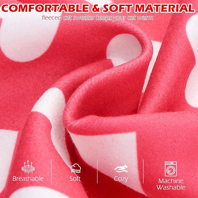 EXPAWLORER Cat Valentines Outfit Sweater - Valentine's Day Sweater for Cats Only Warm Kitten Clothes, Pet Coat Pullover Design, Fleece Sweatshirt Clothing Also for Puppy Small Dogs, Pink Heart M