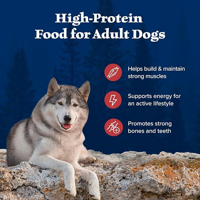 Blue Buffalo Wilderness Rocky Mountain High-Protein Adult Dry Dog Food Wholesome Grains Red Meat, 24lb. Bag