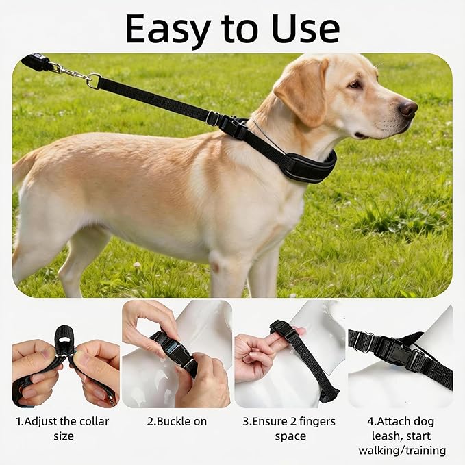 Lightweight Prong Collar for Dogs, Reflective No Pull Dog Collar | Adjustable Size Dog Pinch, Breathable Woven Fabric Air Grid Technology, Martingale Collar for Dogs Training(Black-L)