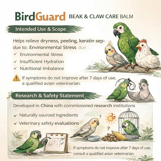 Bird Beak Oil & Feet Ointment for Parrots – Beak Moisturizer, Dry Skin Relief & Claw Repair for Budgies, Cockatiels & Small Birds (Starter Size Edition)