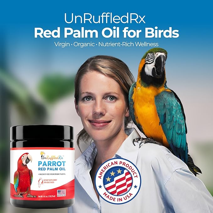 UnRuffledRx™ Red Palm Oil for Birds & Parrots - Provides Nutritional Support - Ethically Produced Organic Red Palm Oil to Support Feather & Skin Health