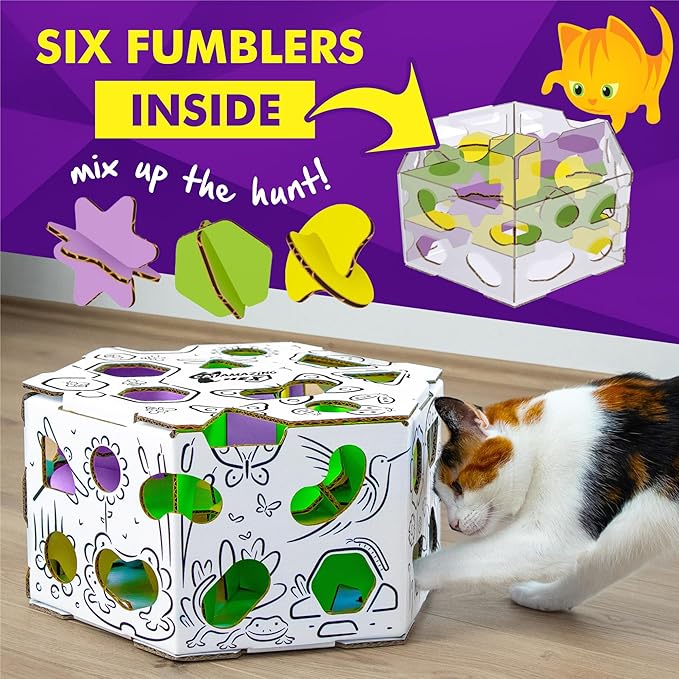 Cat Amazing HEX – Interactive Cat Treat Puzzle Box & Puzzle Feeder – Treat Maze Box for Indoor Cats – Enrichment Food Dispenser Toy!